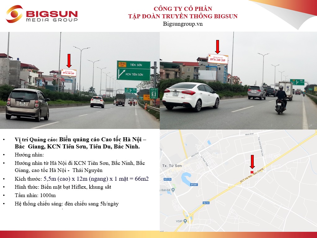 Bắc Ninh: Cao tốc Hà Nội – Bắc Giang, KCN Tiên Sơn, Tiên Du, Bắc Ninh.