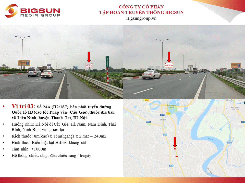 Số 24A (H2/187), bên phải tuyến đường Quốc lộ 1B (cao tốc Pháp vân- Cầu Giẽ), thuộc địa bàn xã Liên Ninh, huyện Thanh Trì, Hà Nội
