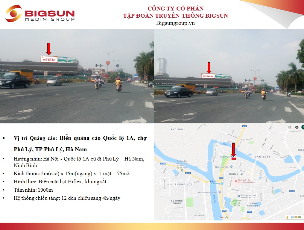 Hà Nam : Biển quảng cáo Quốc lộ 1A, chợ Phủ Lý, TP Phủ Lý, Hà Nam