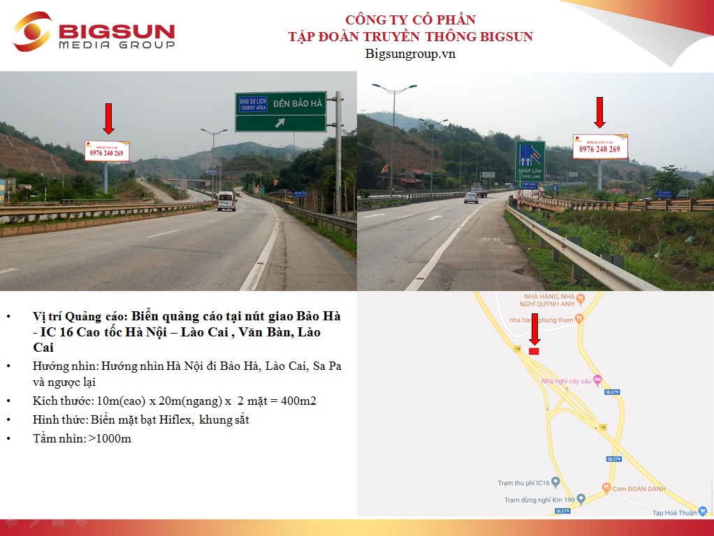 Lào Cai: Biển quảng cáo tại nút giao Bảo Hà - IC 16 Cao tốc Hà Nội – Lào Cai , Văn Bàn, Lào Cai