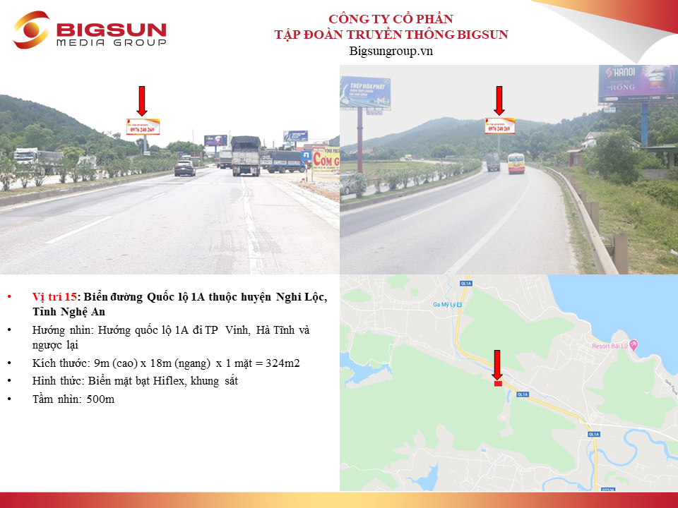 Nghệ An : Biển đường Quốc lộ 1A thuộc huyện Nghi Lộc, Tỉnh Nghệ An