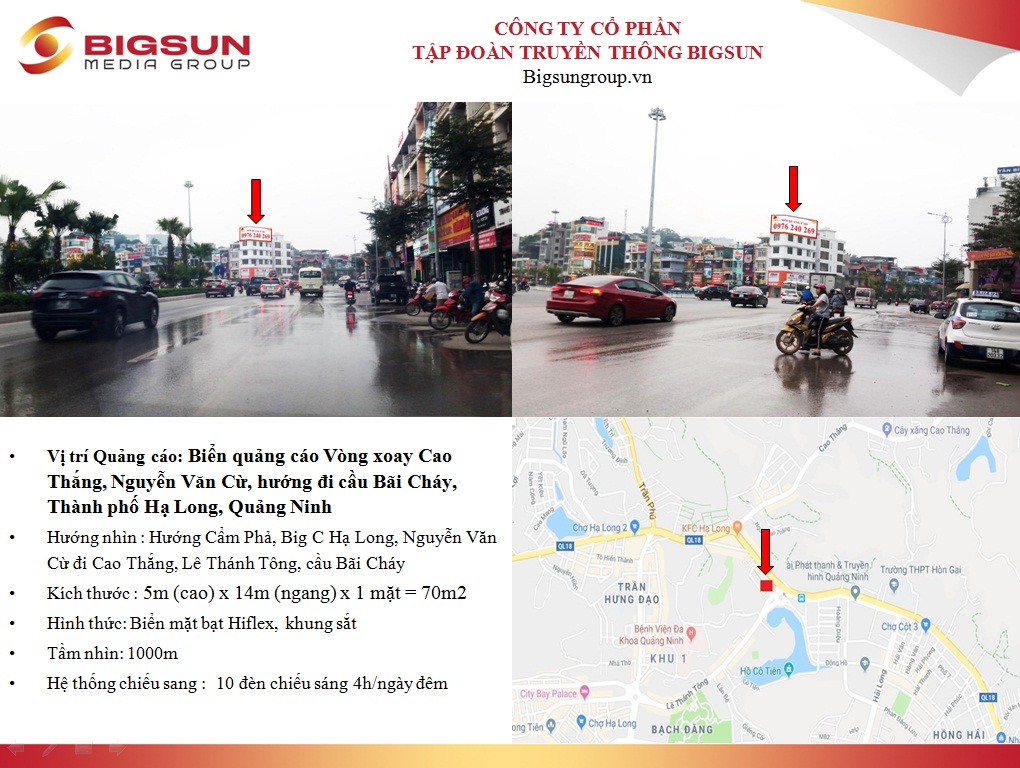 Quảng Ninh : Biển quảng cáo Vòng xoay Cao Thắng, Nguyễn Văn Cừ, hướng đi cầu Bãi Cháy, Thành phố Hạ Long, Quảng Ninh