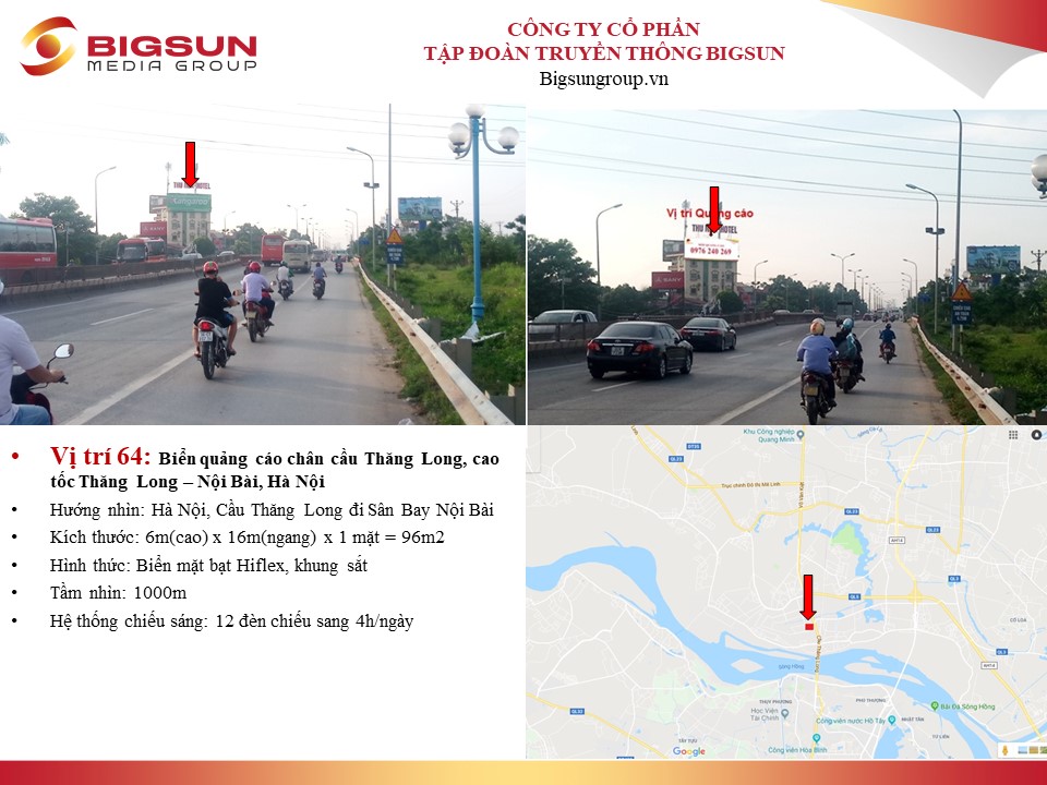 Biển quảng cáo chân cầu Thăng Long, cao tốc Thăng Long – Nội Bài, Hà Nội